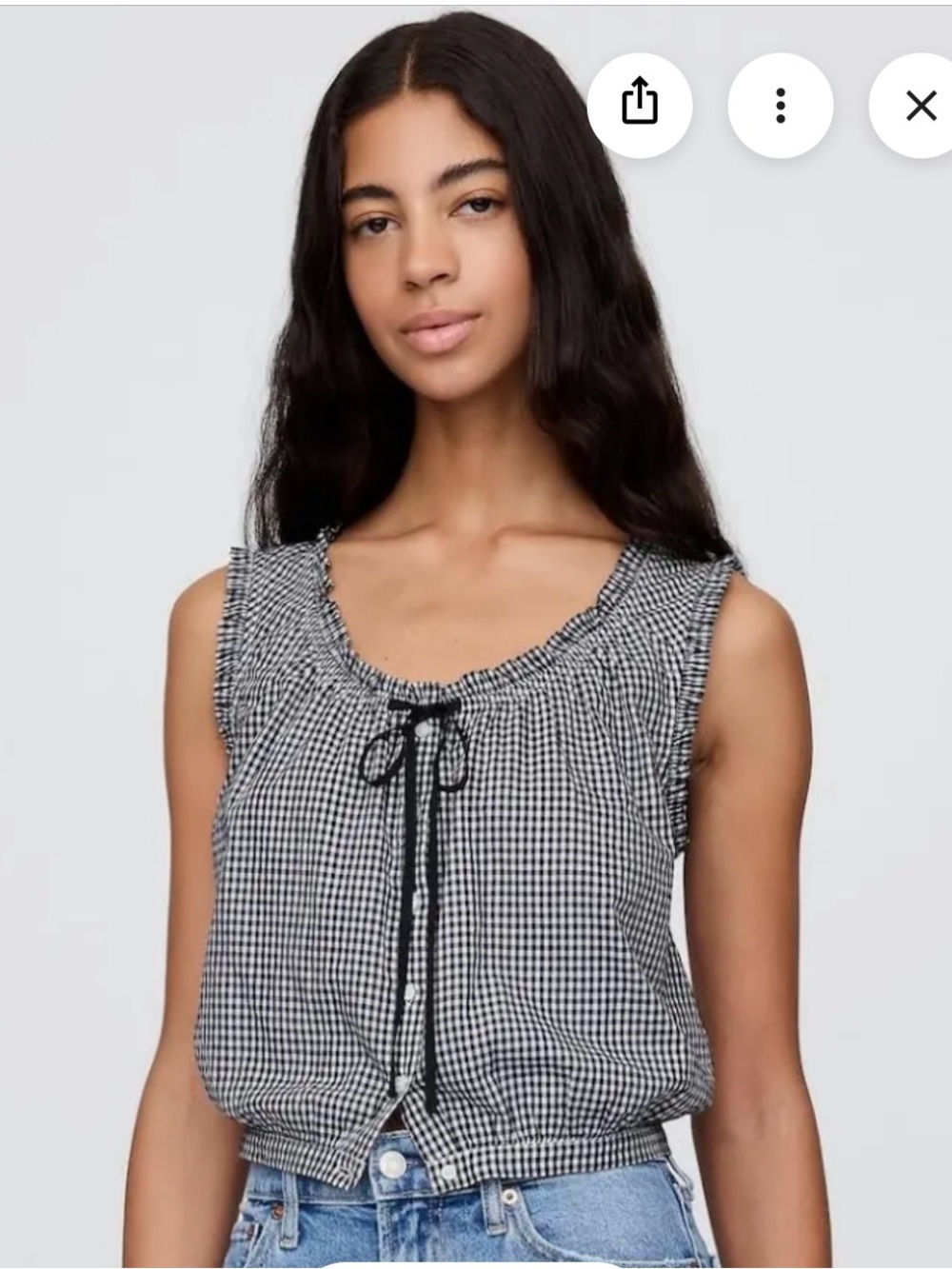 GAP Gingham Black & White Button-Front Tank